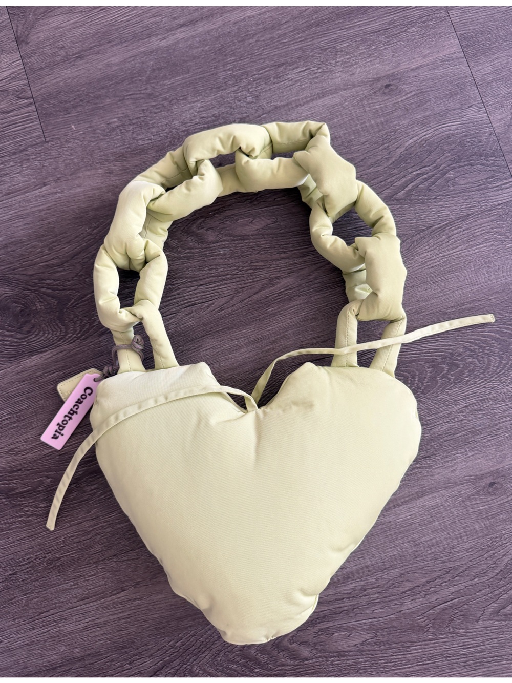 Coachtopia Padded Heart Shoulder Bag in Light Green